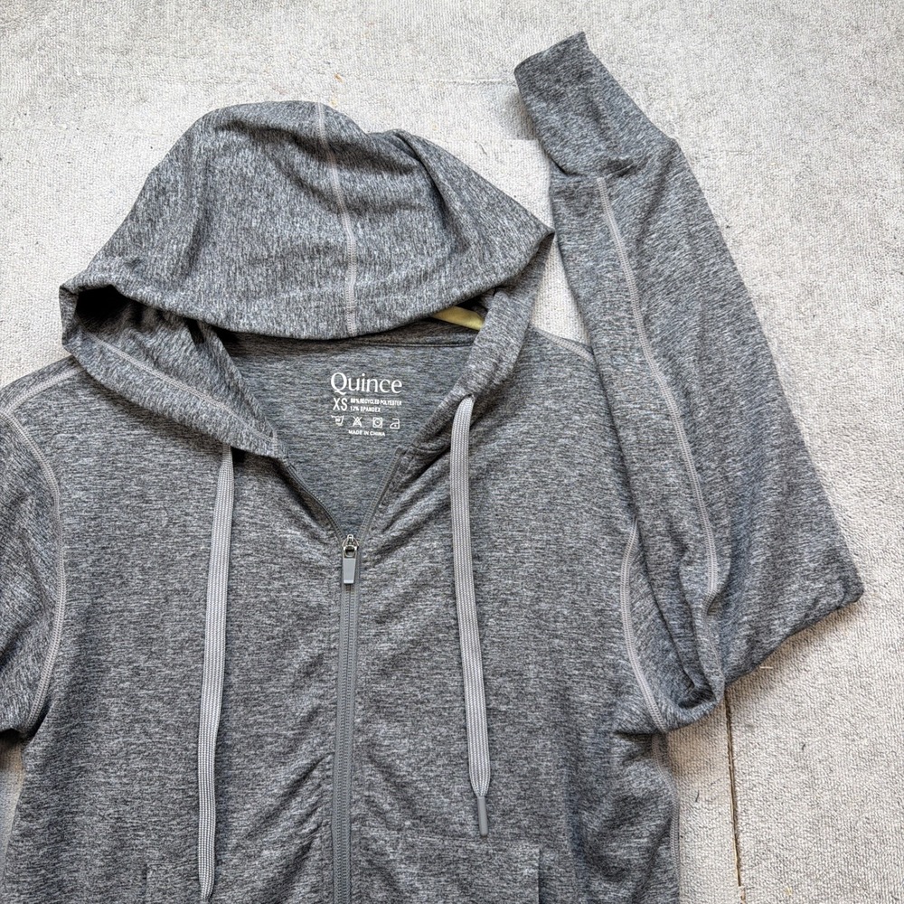 Quince Zip Hoodie Lightweight Stretch Hooded Jacket Gray XS